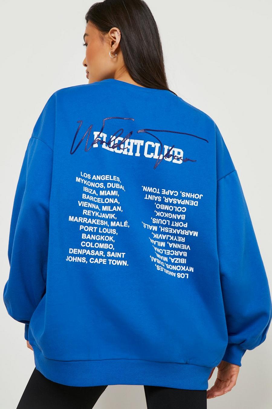 Oversize Sweatshirt mit City-Print, Cobalt bleu