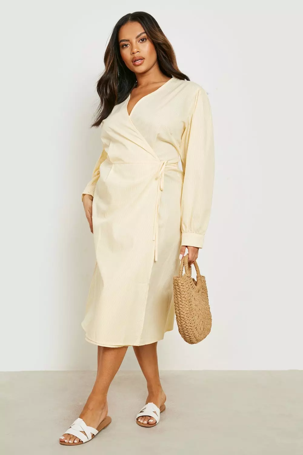 Cotton wrap midi dress best sale