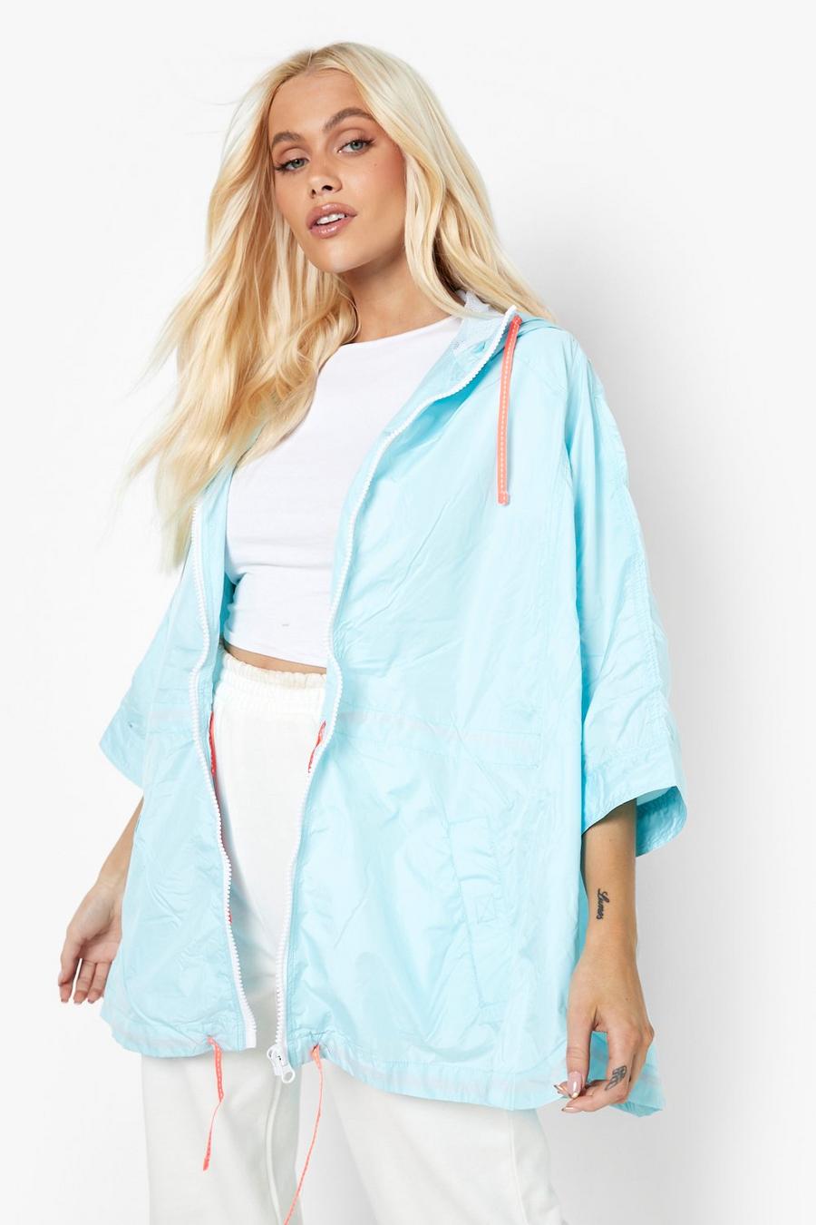 Pale blue Festival Poncho Met Rits image number 1