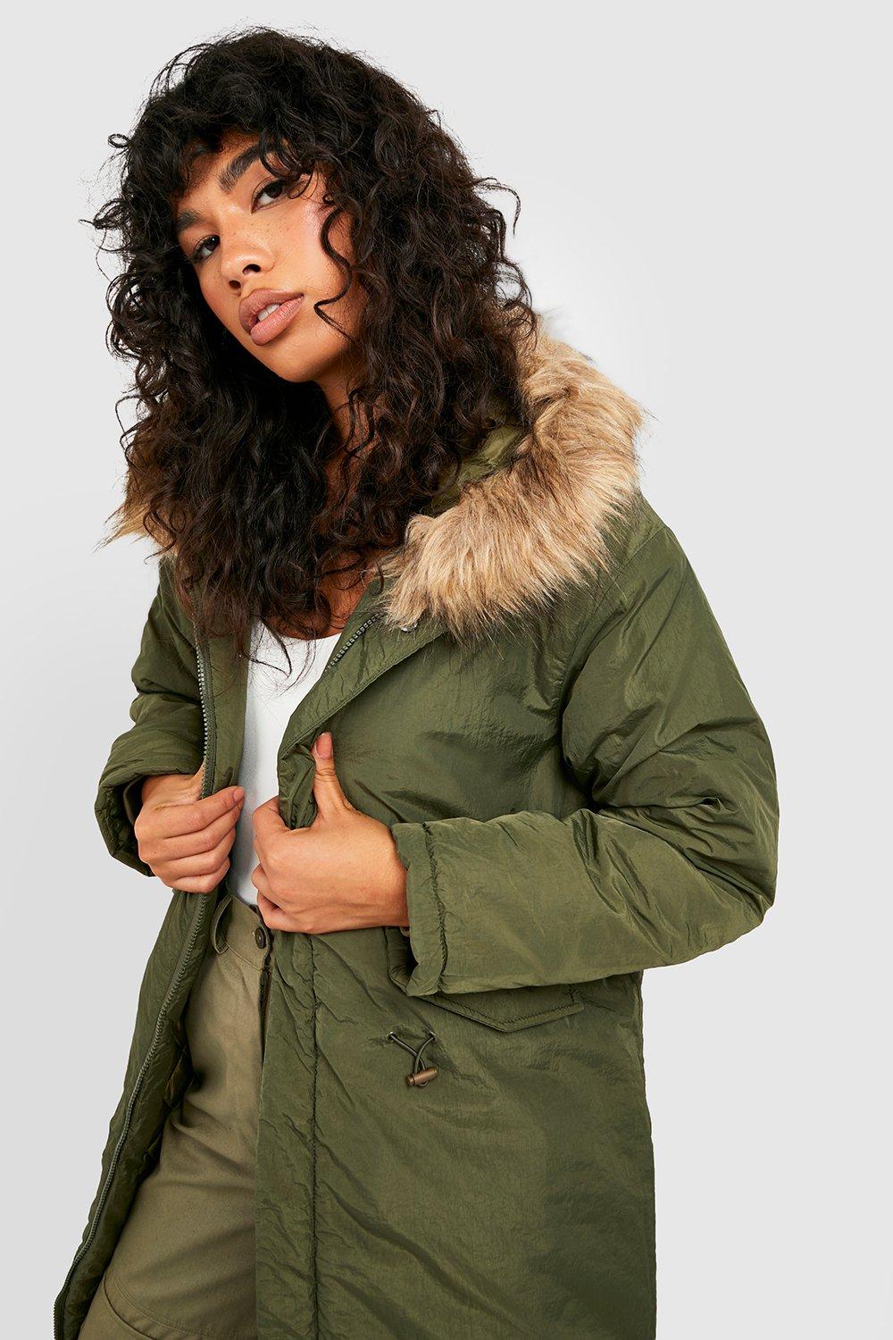 Boohoo fur hood discount coat