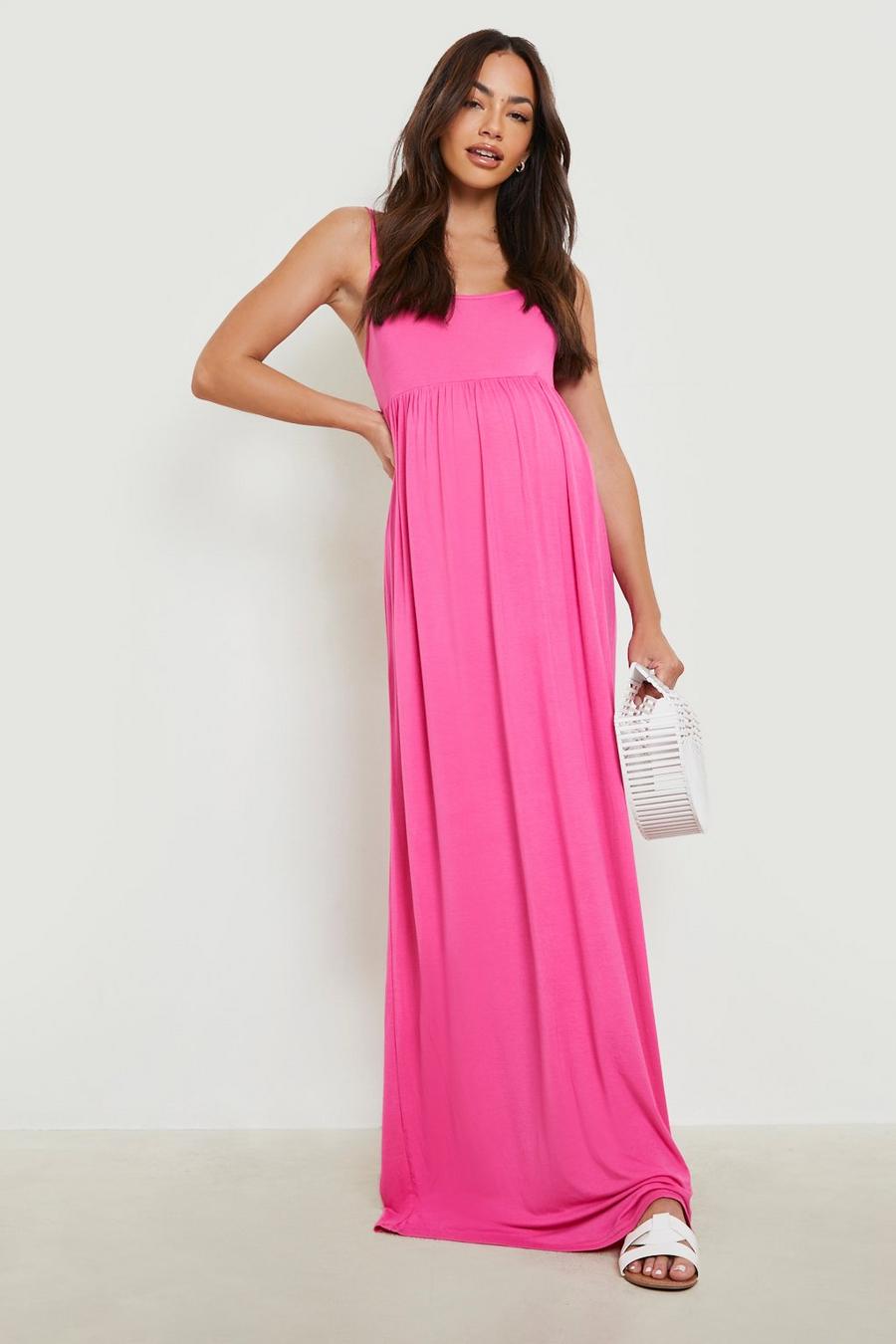 Fuchsia pink Maternity Strappy Maxi Dress image number 1