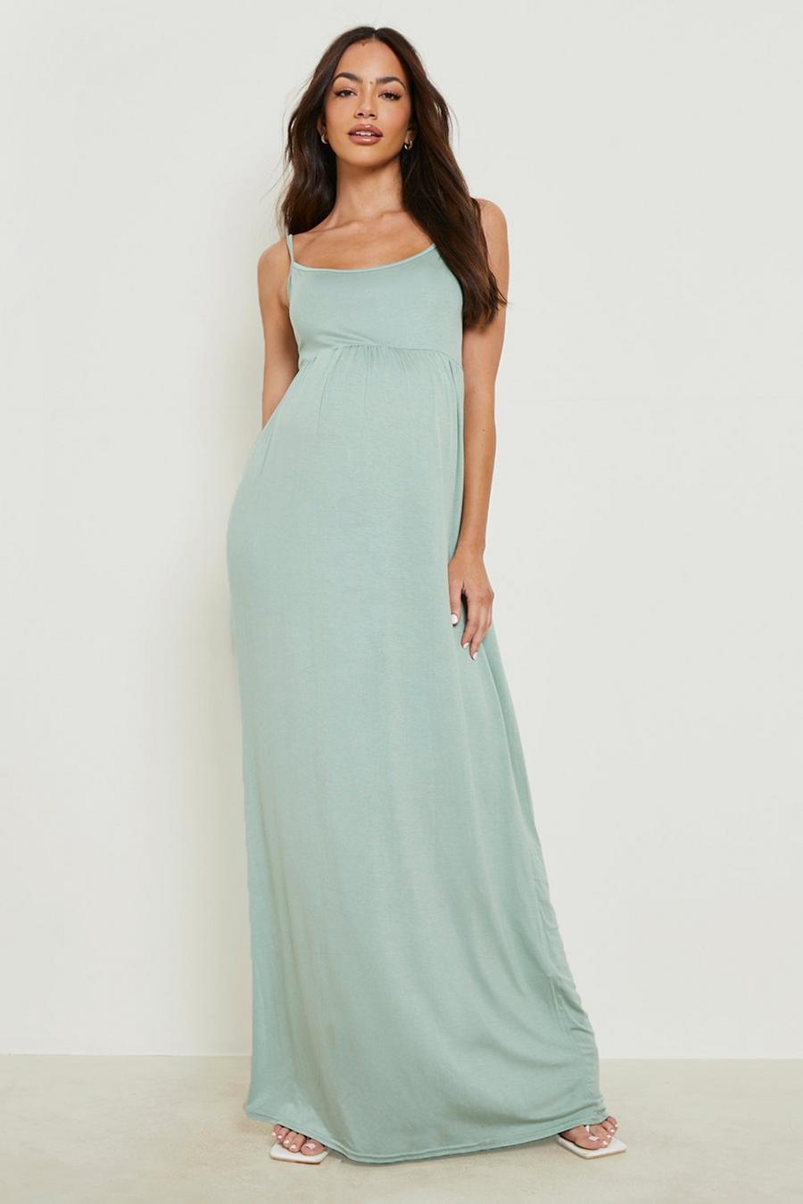 Sage Maternity Strappy Maxi Dress image number 1