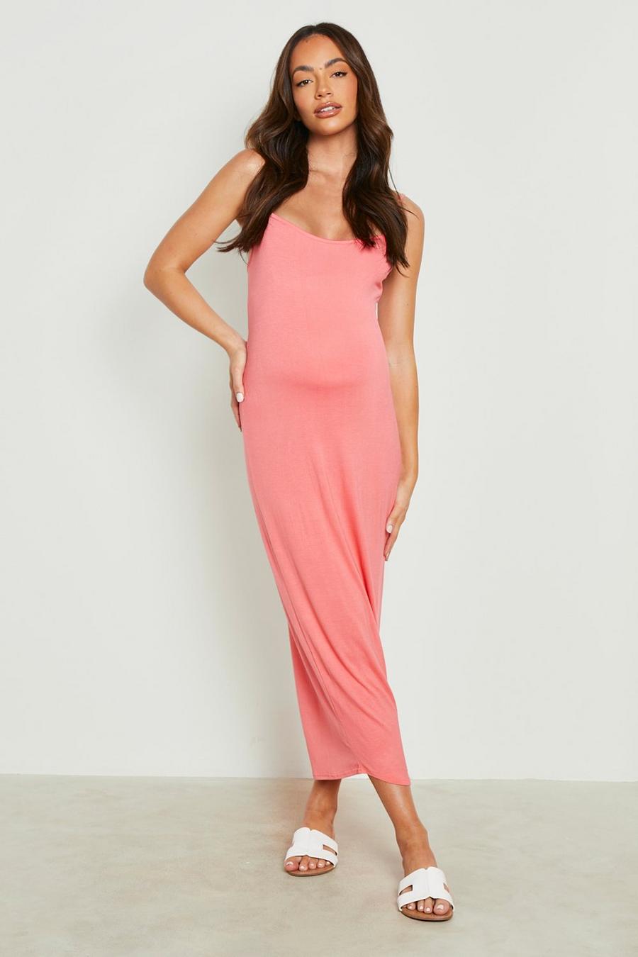 Coral Maternity Strappy V Neck Midaxi Dress image number 1