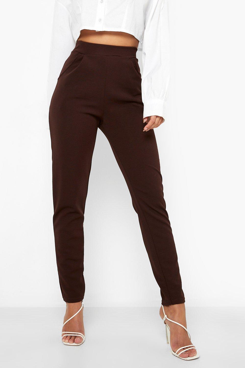 High Waisted Pleat Front Tapered Work Pants