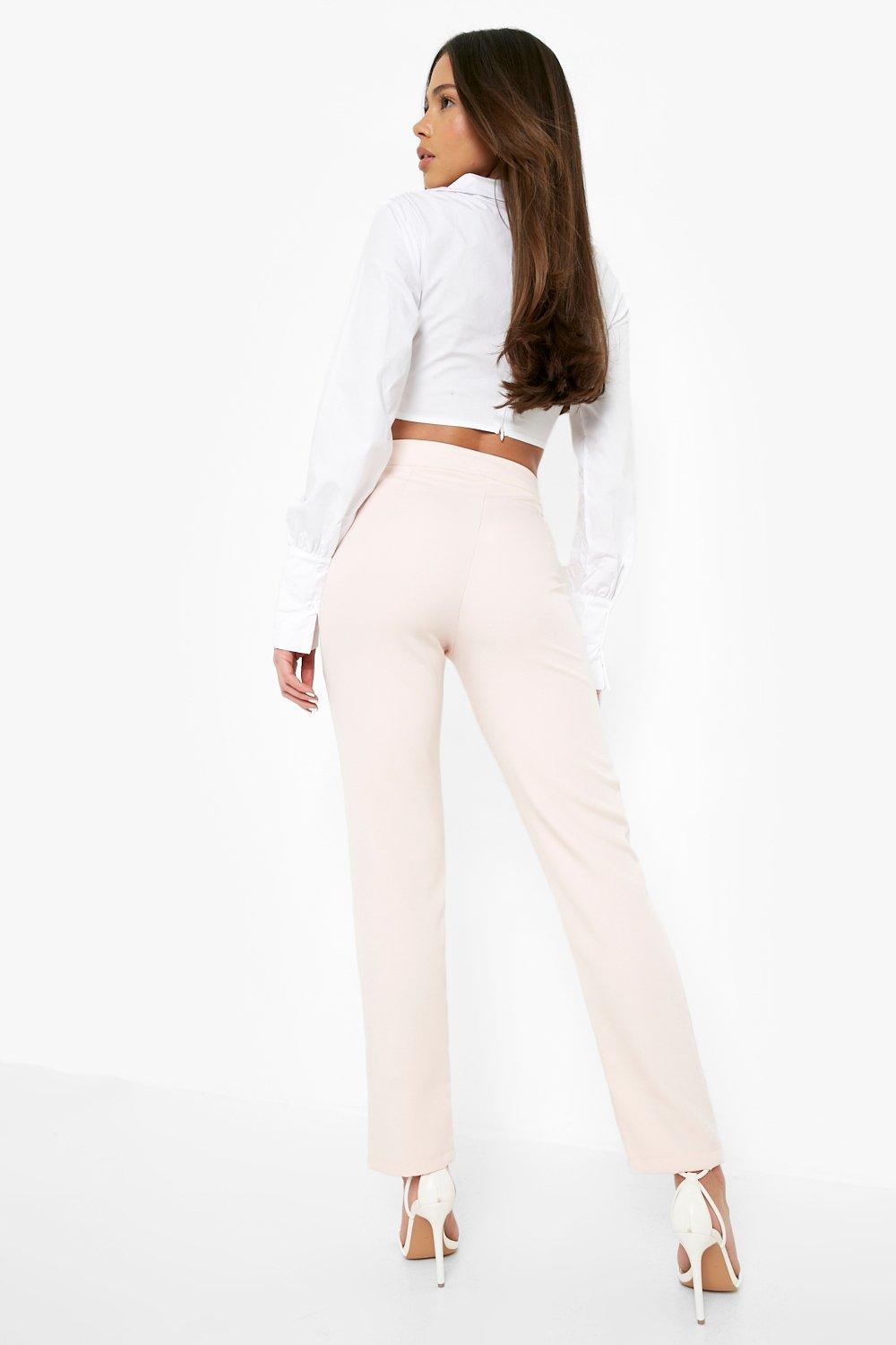 High Waisted Pleat Front Tapered Work Pants