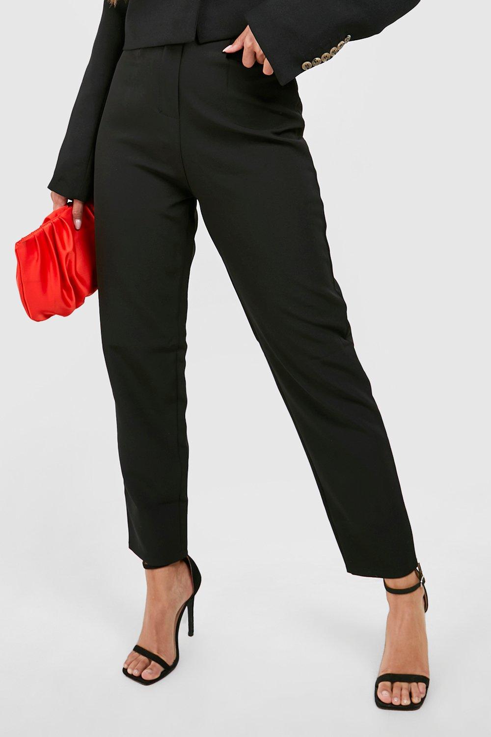 Tapered High Waist Pants In Black