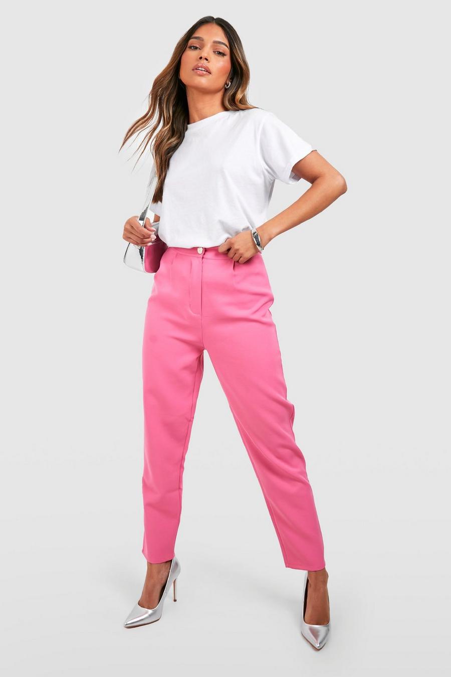 Pantalón entallado de tiro alto ajustado, Candy pink rosa
