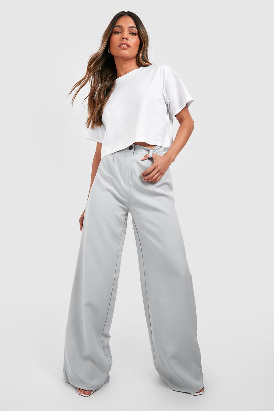 Grey High Waist Tailored Wide Leg Pants image number 1