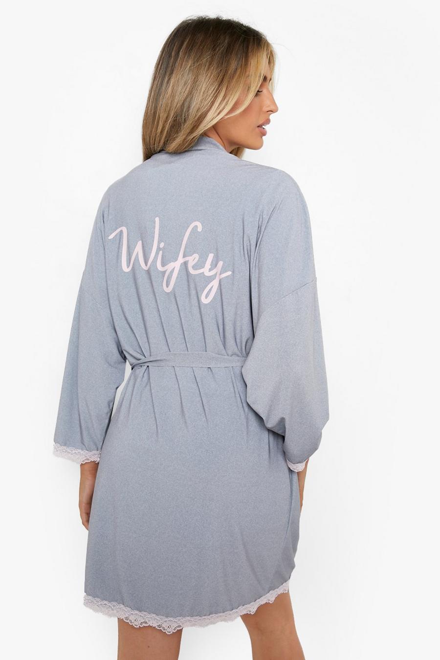 Grey marl Wifey Lace Robe  image number 1