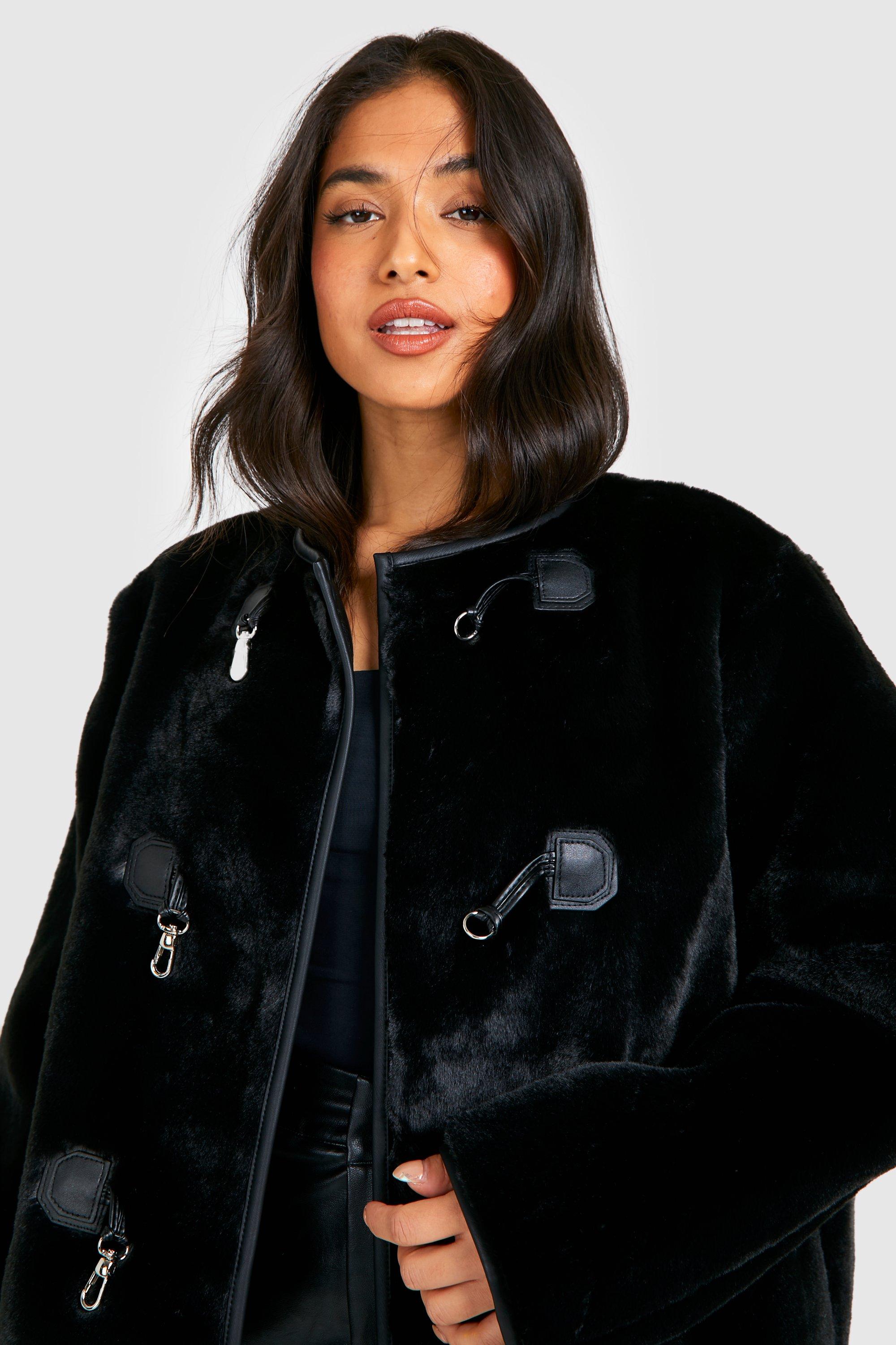 Boohoo fur jacket best sale