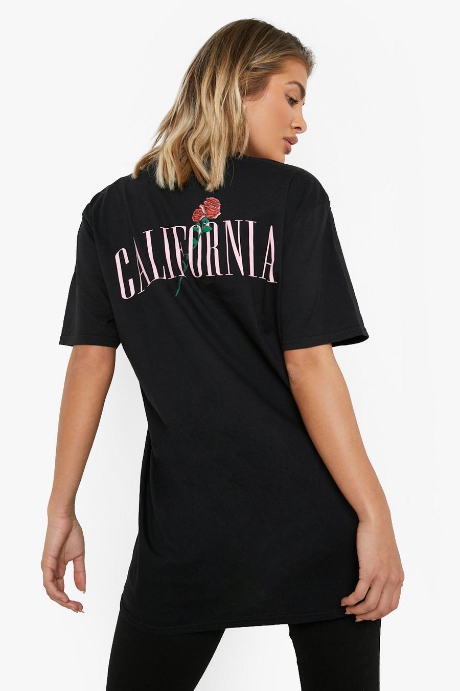 Black California Oversize t-shirt med tryck bak image number 1