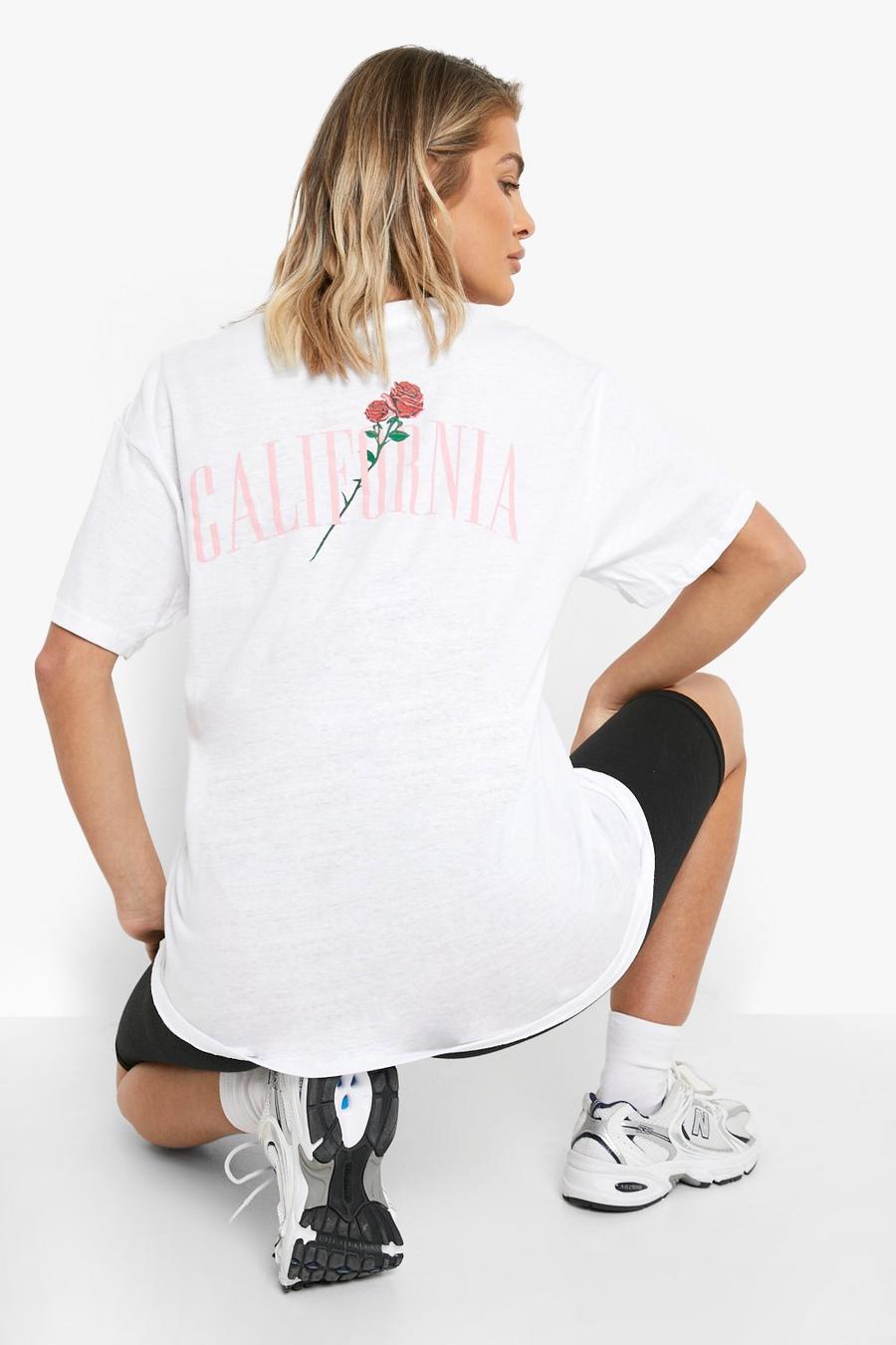 Camiseta oversize con estampado de California en la espalda, White blanco
