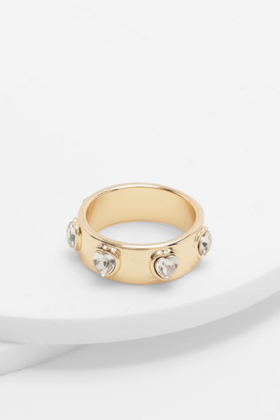 Gold Crystal Heart Ring  image number 1
