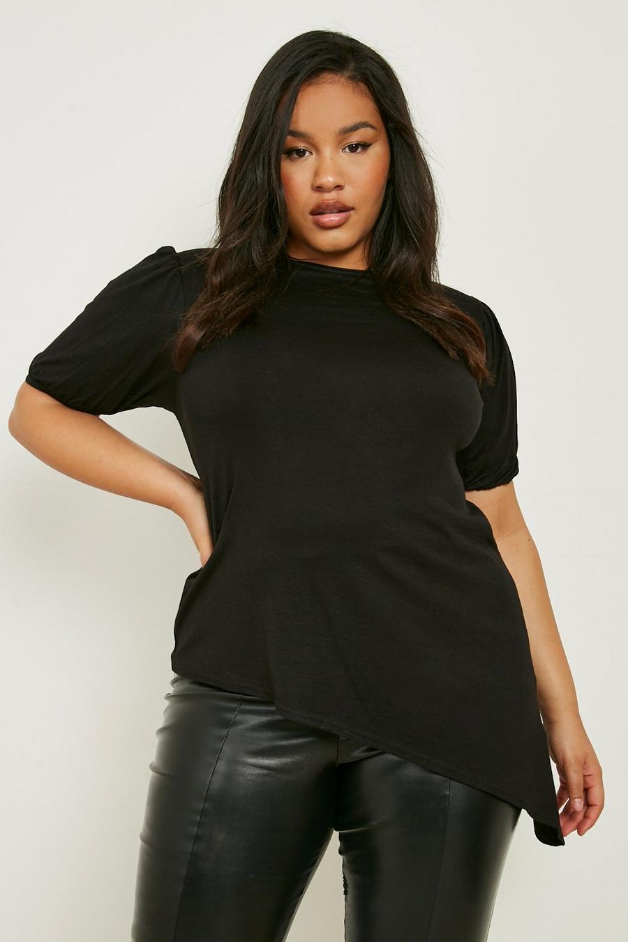 Top a tunica Plus Size asimmetrico, Black image number 1