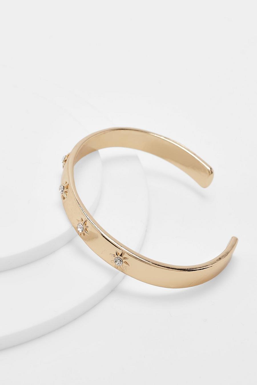 Gold Star Crystal Bracelet Cuff