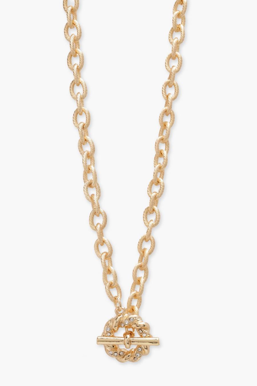 Bracelet doré en chaîne à barre T, Gold metallic