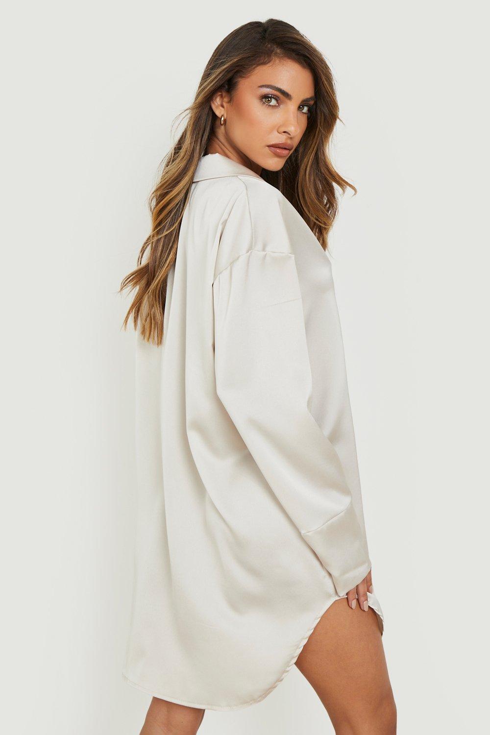 Satin Oversized Shirt Dress | boohoo USA