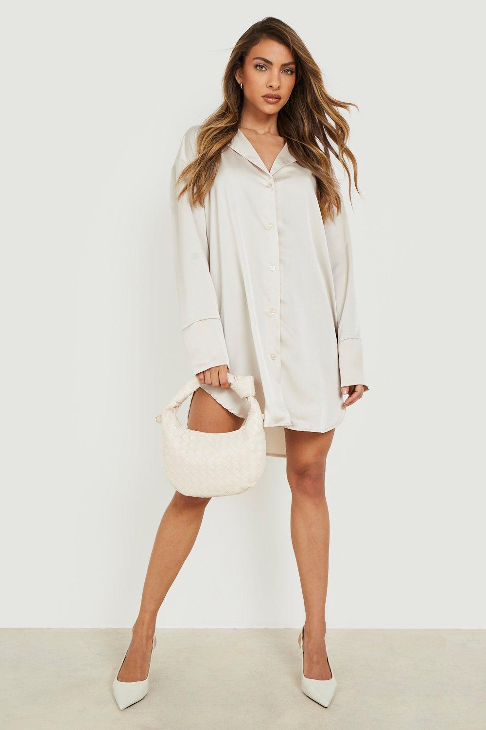 Satin Oversized Shirt Dress | boohoo USA