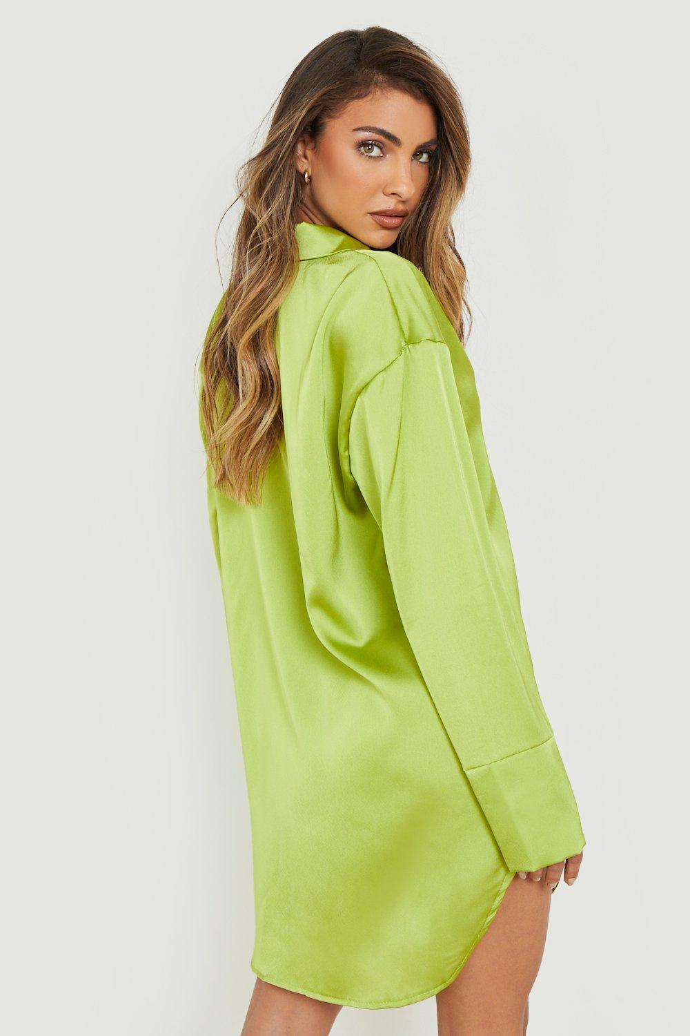 boohoo Women's Oversized Satin Shirt Dress