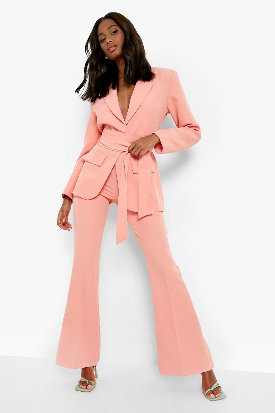 Coral pink Tailored Fit & Flare Pants