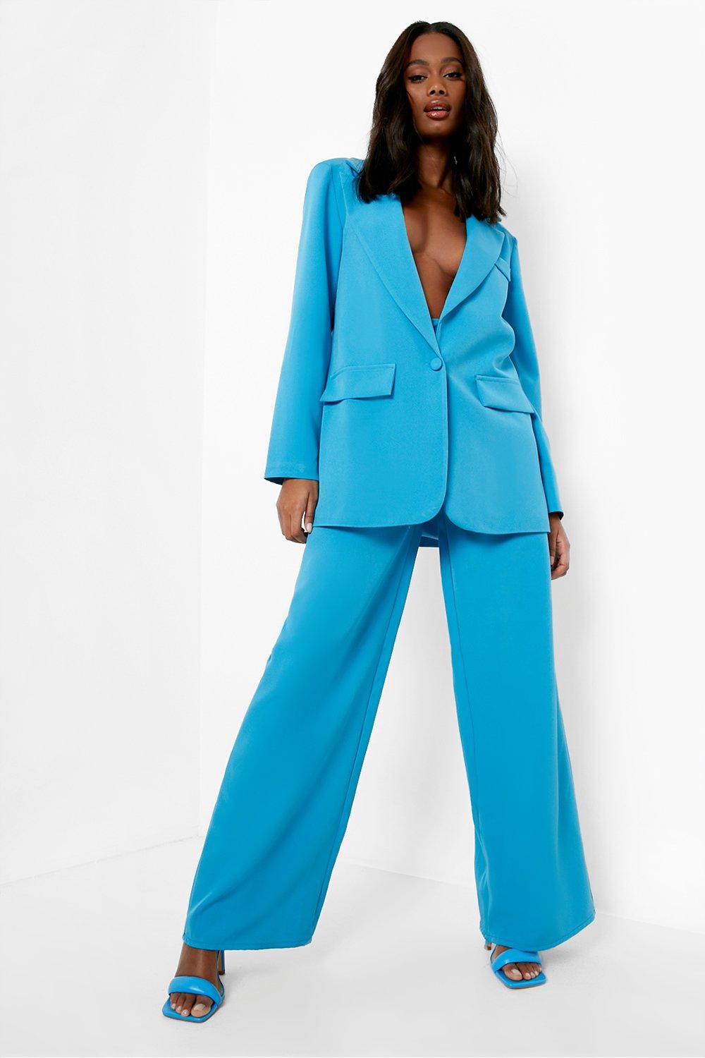 blue tailored women's suit