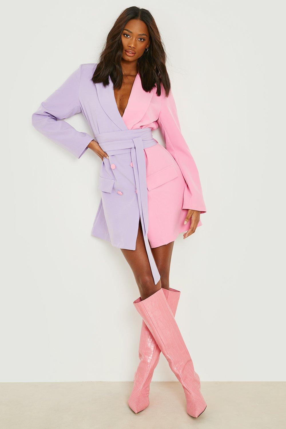 Stassie x missguided lilac deals faux leather blazer dress