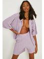 Lilac Matte Plisse Relaxed Fit Shorts