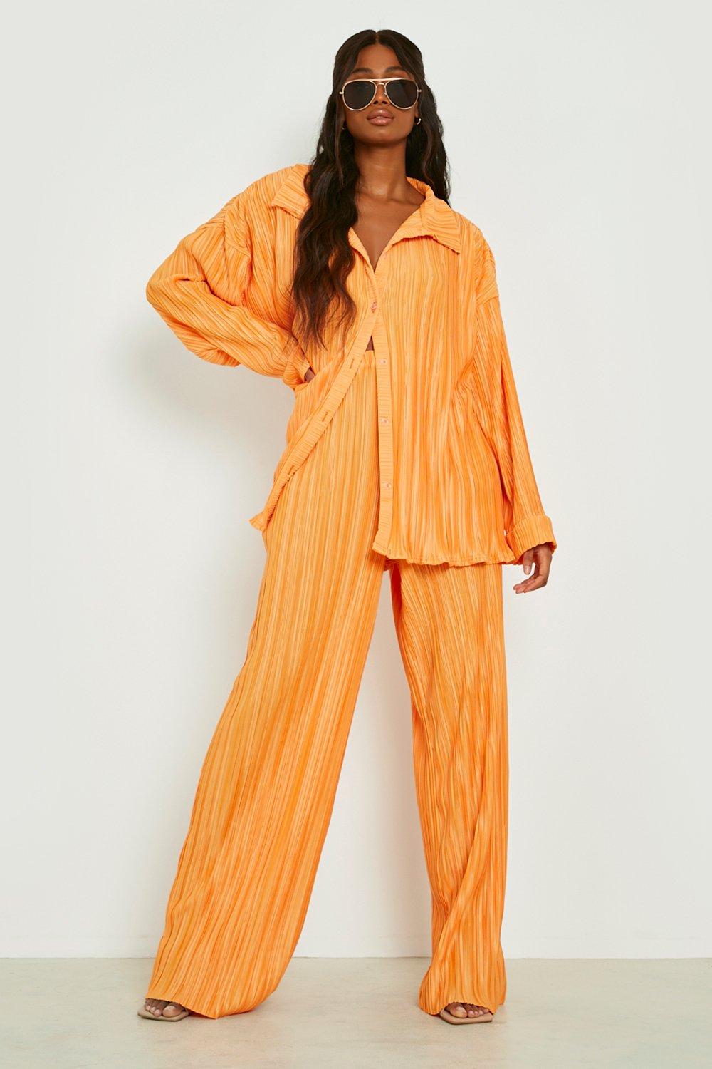 boohoo orange trousers