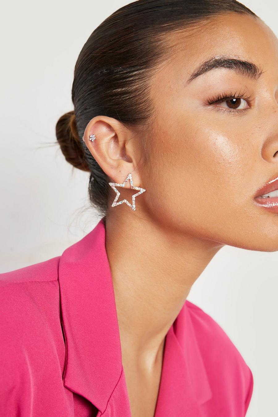 Multi Star Embellished Statement Earrings