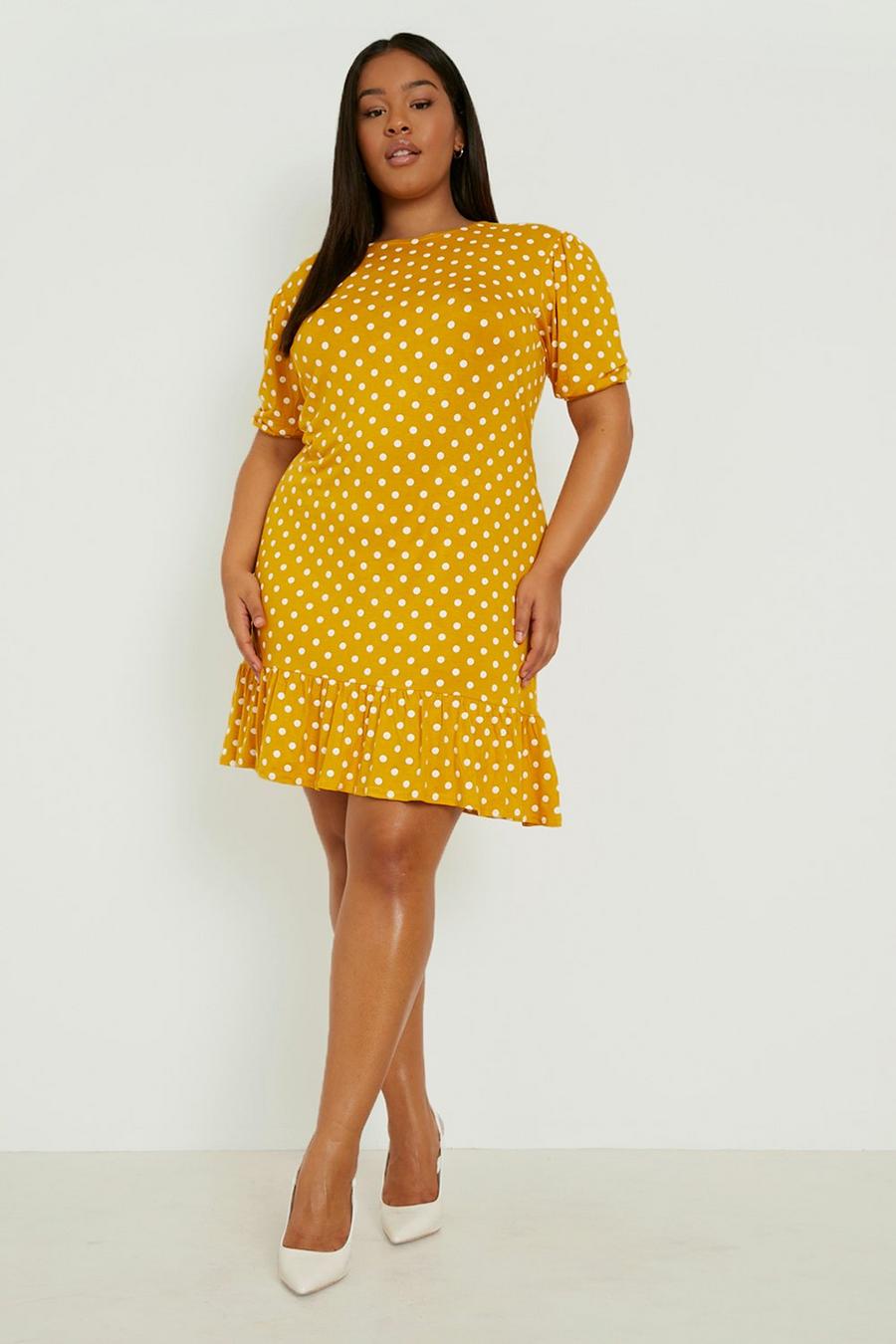 Mustard Plus Polka Dot Smock Dress  image number 1