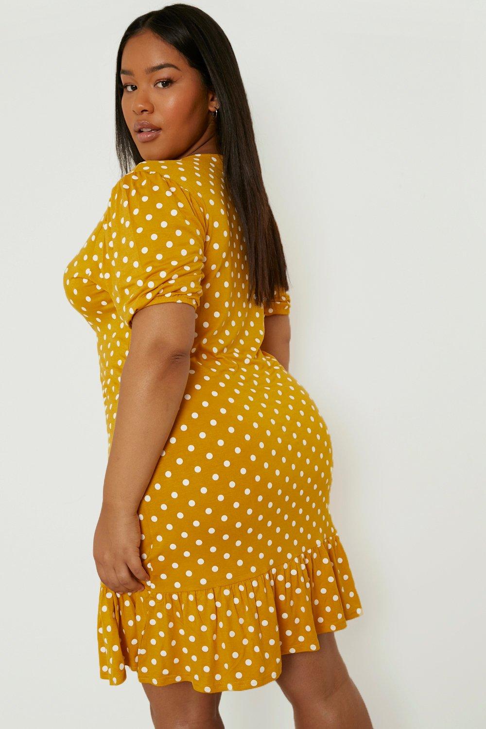 Boohoo yellow polka dot dress best sale