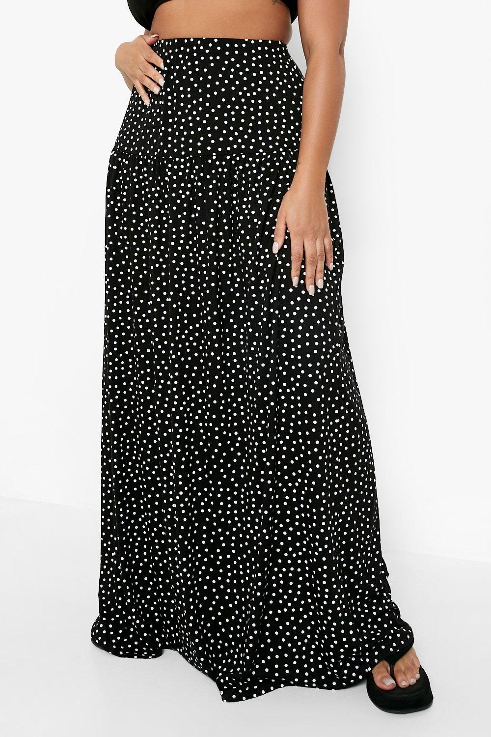 Polka dot skirt black best sale