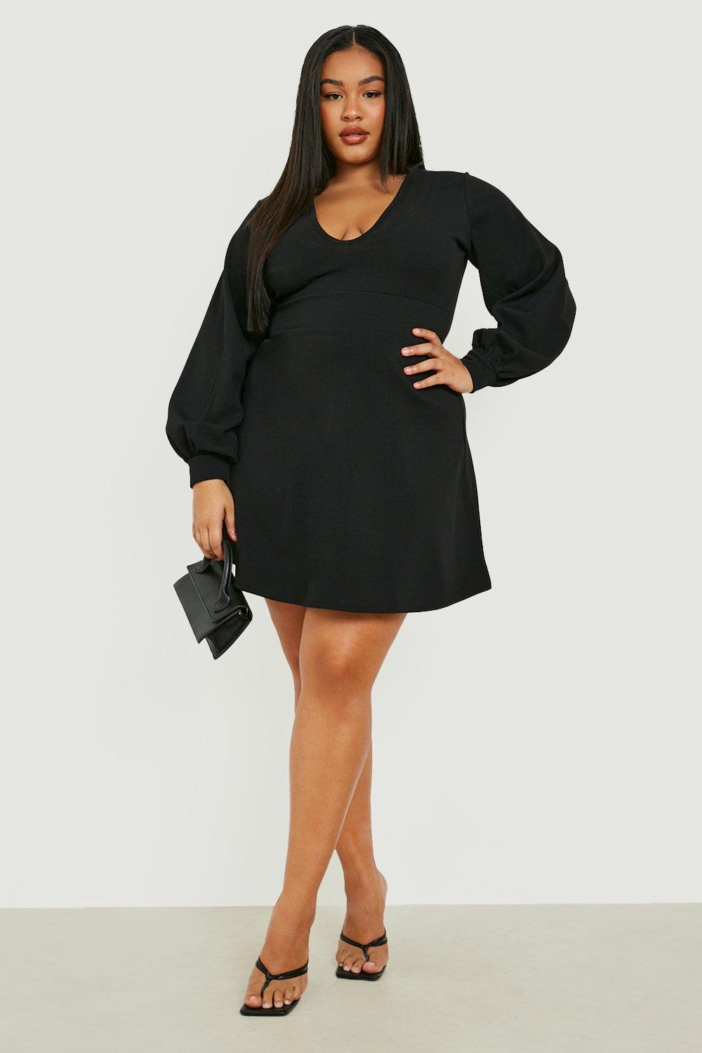 Plus Puff Sleeve Skater Dress boohoo