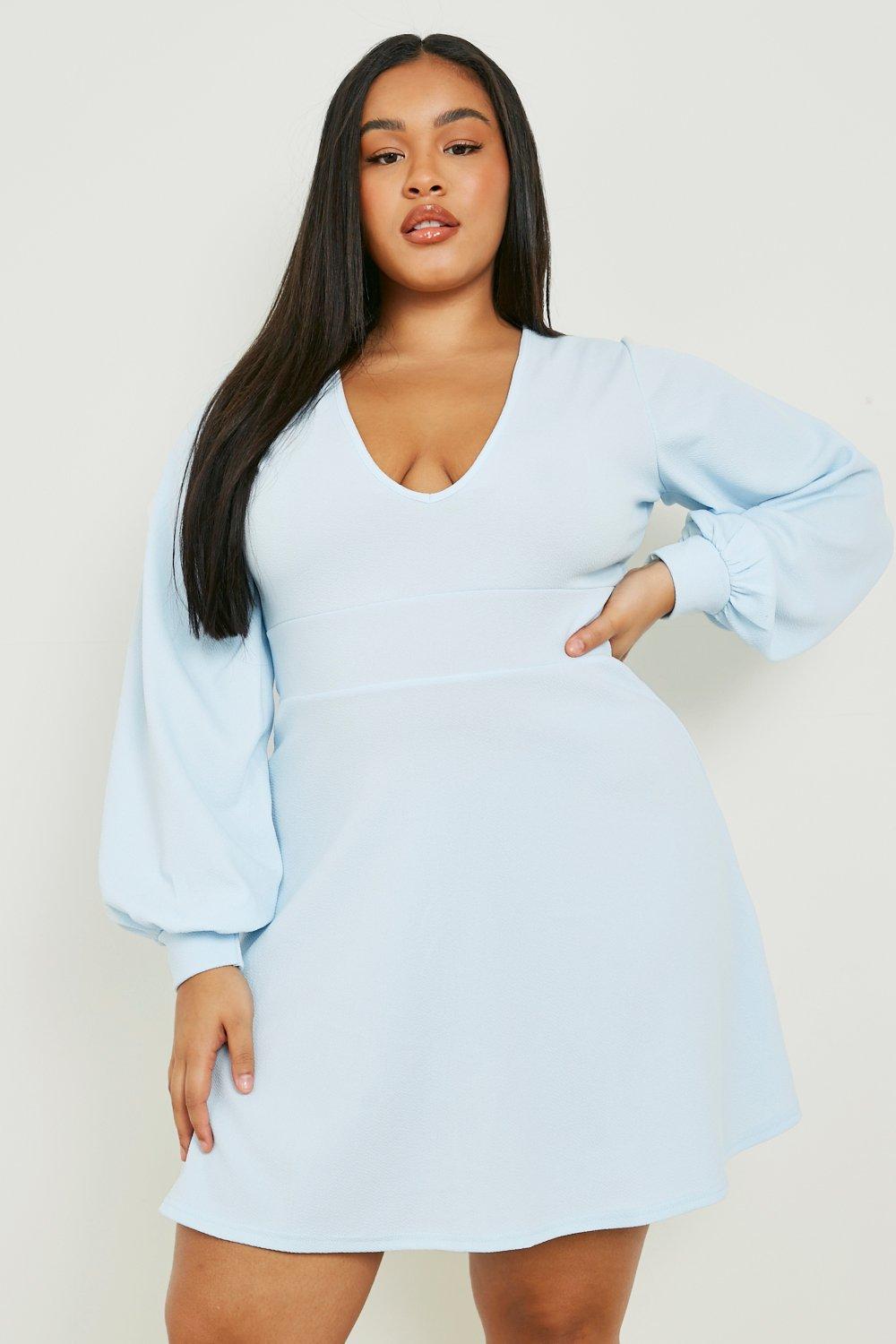 boohoo plus white dress