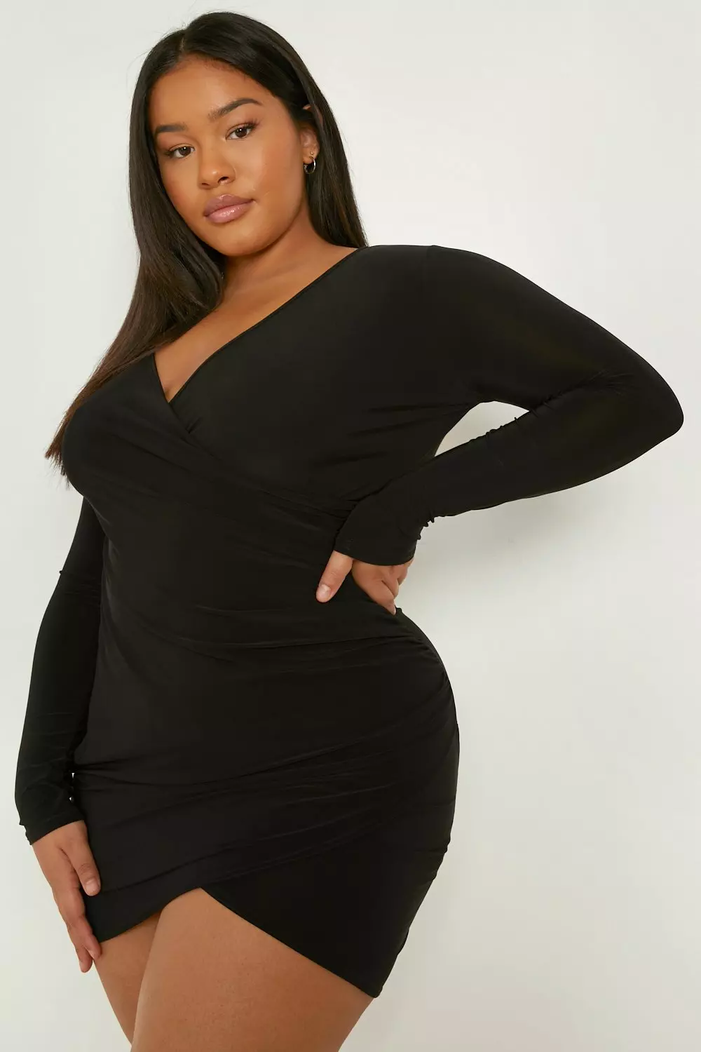 Sexy black wrap dress sale