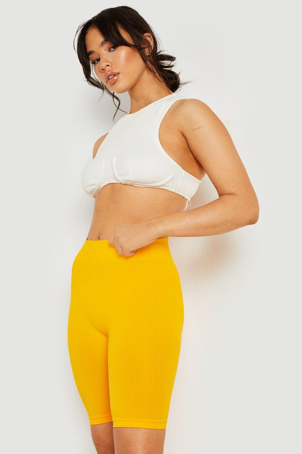 Mustard yellow biker shorts best sale