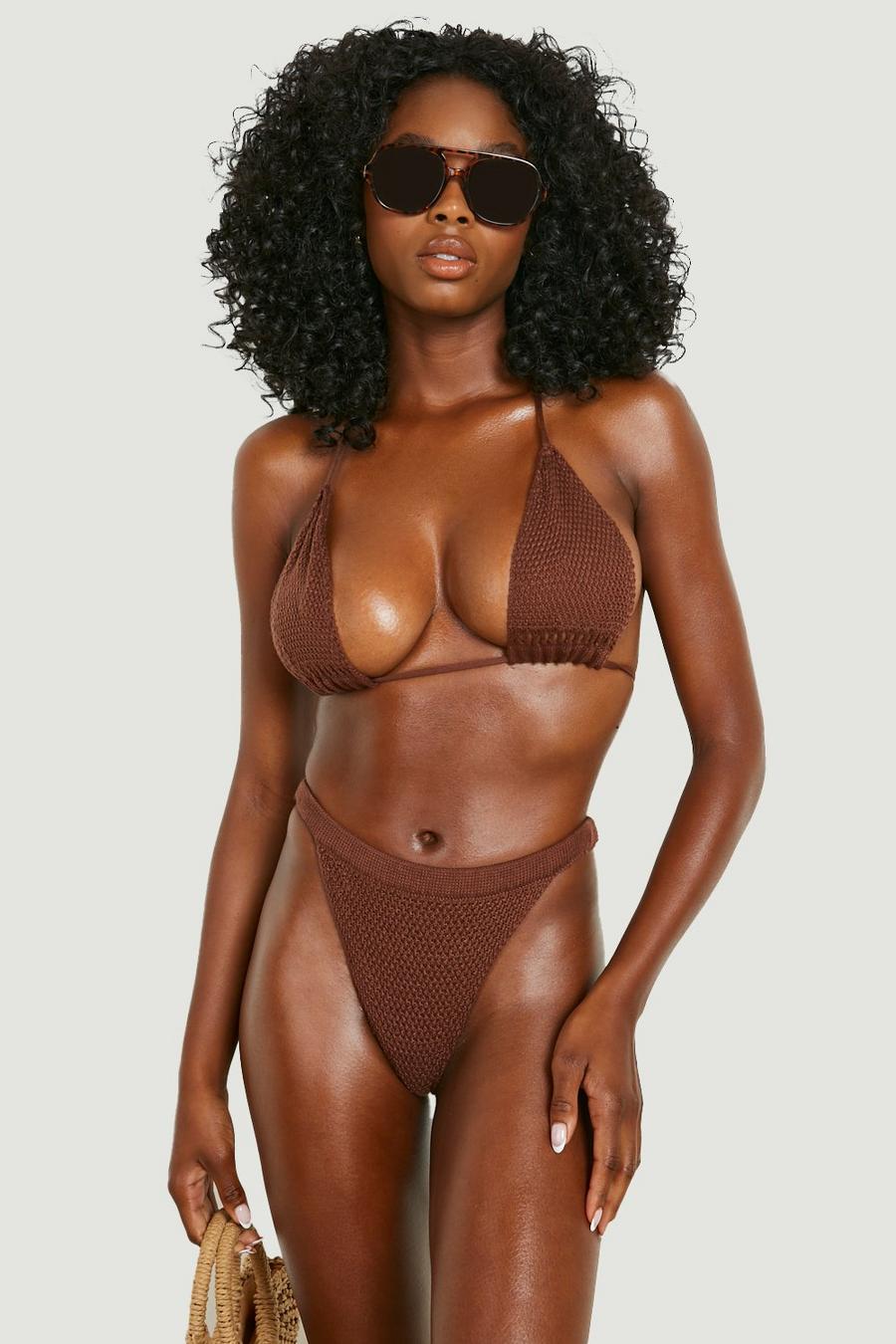Brown Crochet Tanga Bikini Brief