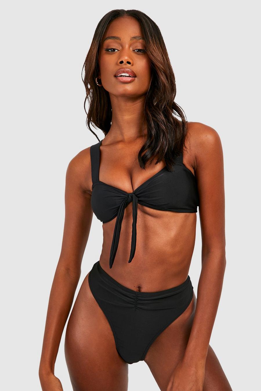 Black Ruched Front Hipster Bikini Brief
