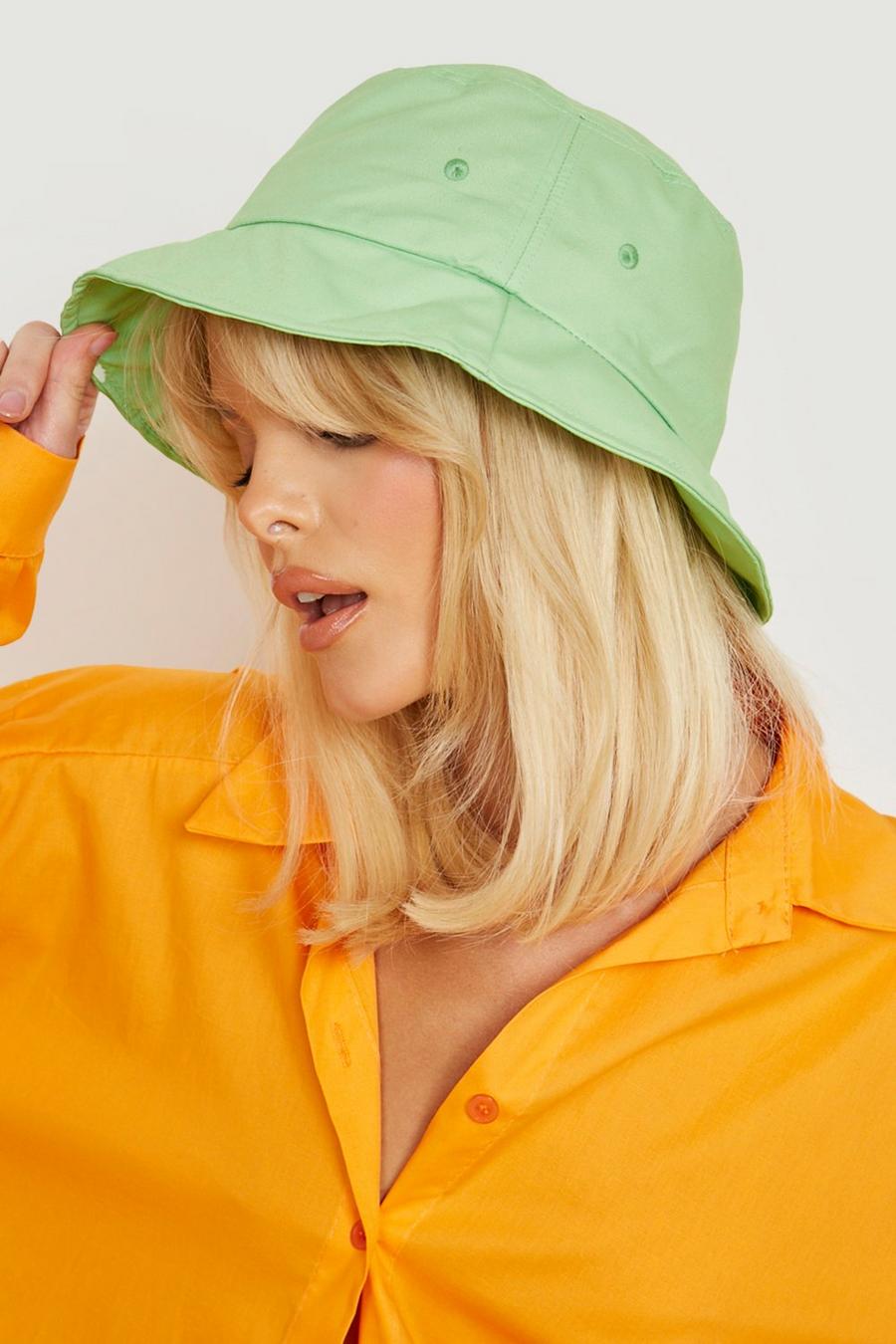 Bright Green Woven Bucket Hat  image number 1