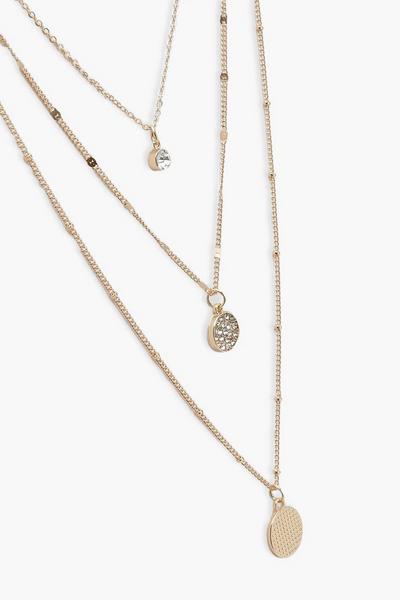 boohoo gold Gold Circle Triple Pendant Necklace