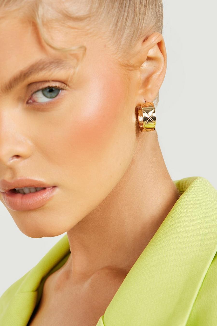 Gold Chunky Textured Earrings 