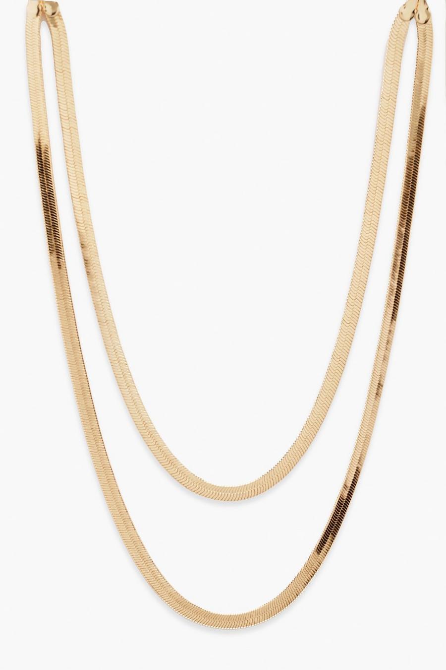 Gold metallic Flat Snake Chain Necklace  image number 1