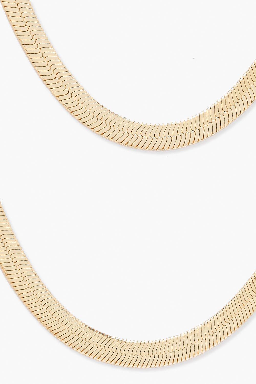 Mens Gold Flat Snake Chain - Gold Snake Necklace Chain