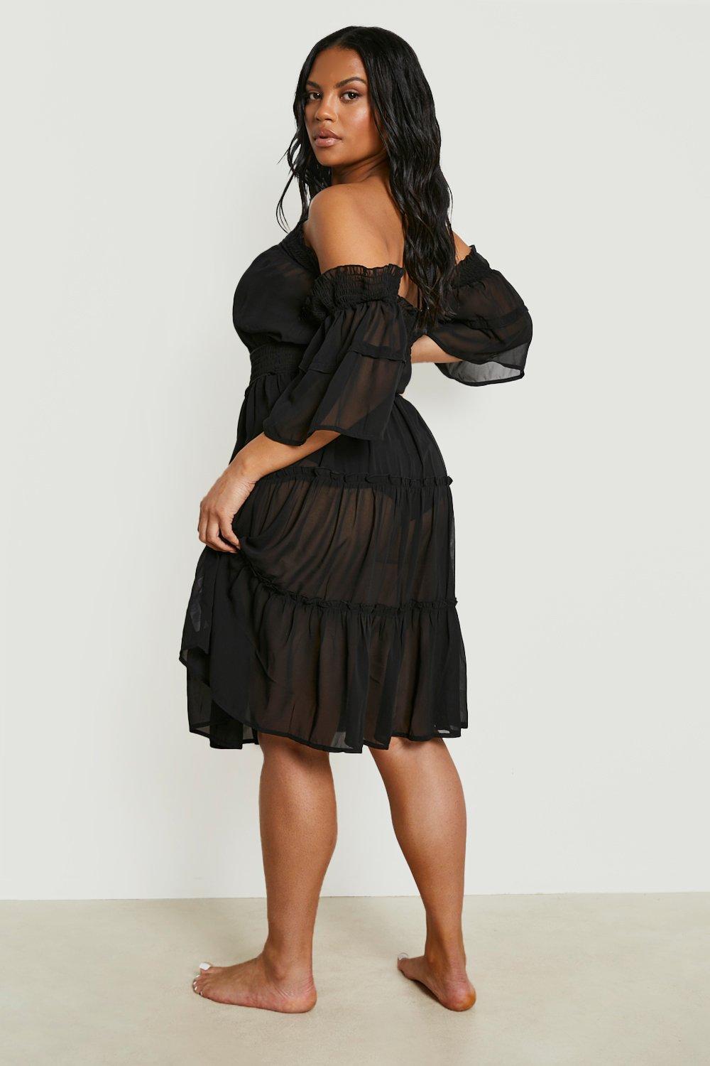 Black bardot store beach dress