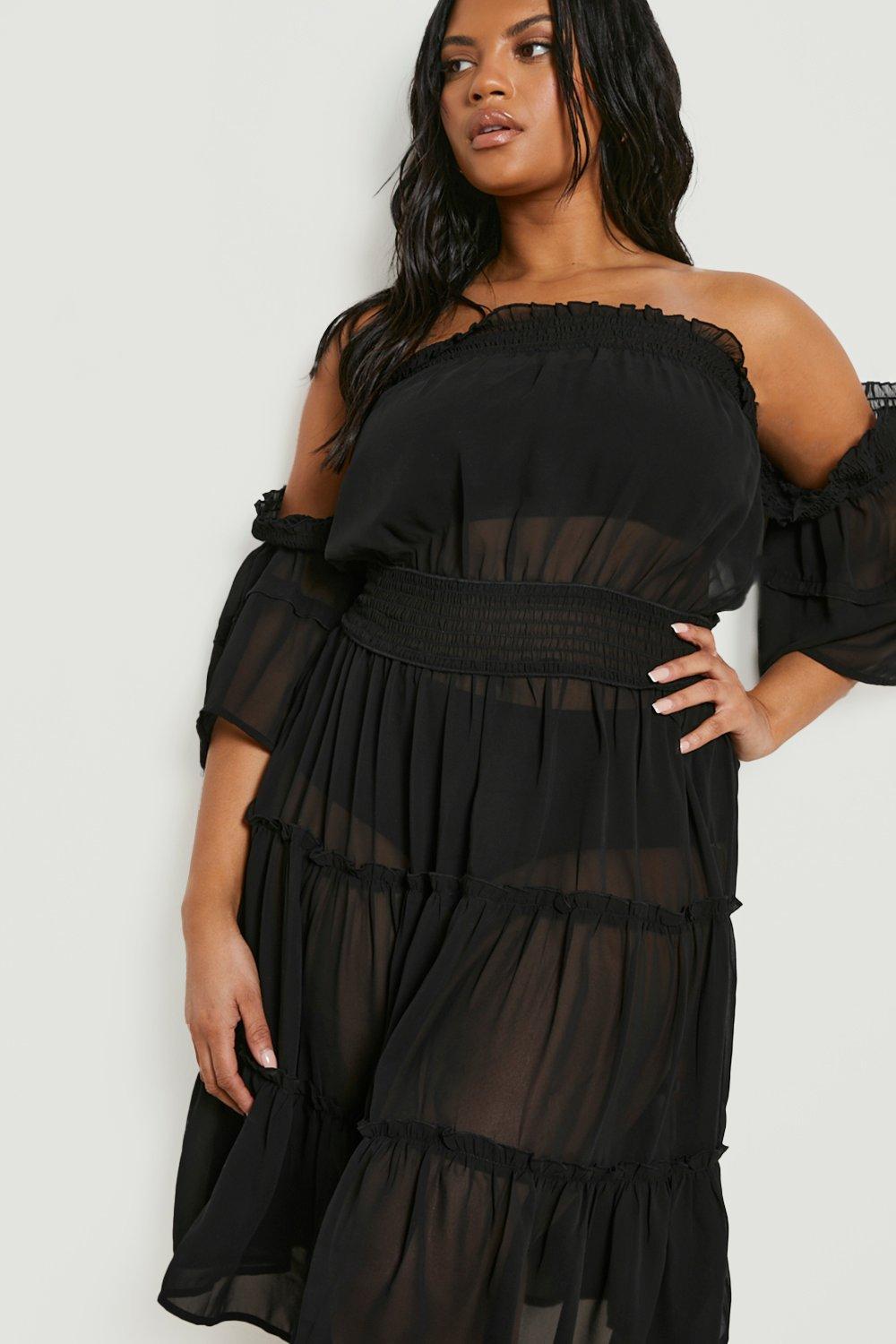 Tiered bardot hot sale dress