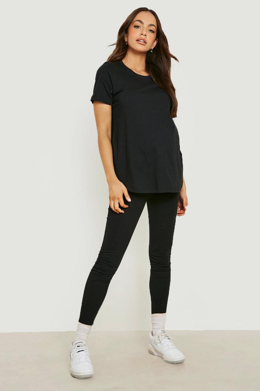 Black Maternity Leggings & T-shirt Set image number 1