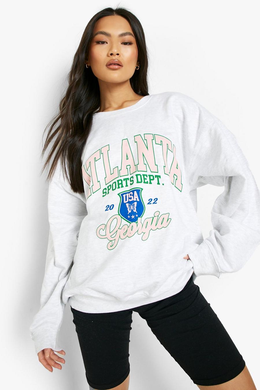 Oversize Sweatshirt mit Atlanta-Print, Ash grey image number 1