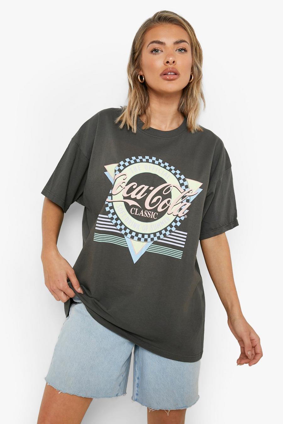 Charcoal Coca-cola License Oversized T Shirt image number 1