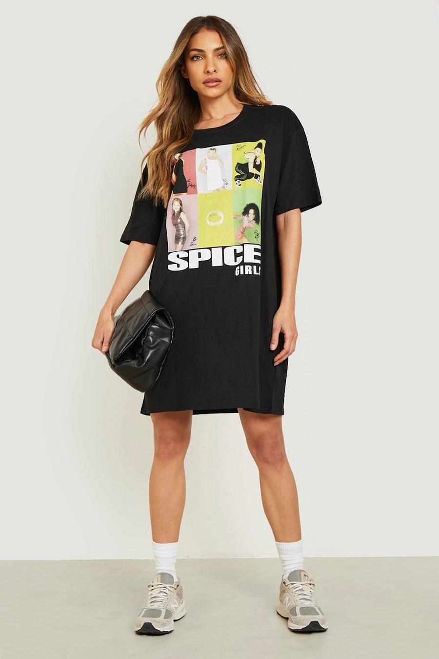 Vestido camiseta con estampado de las Spice Girls, Black nero