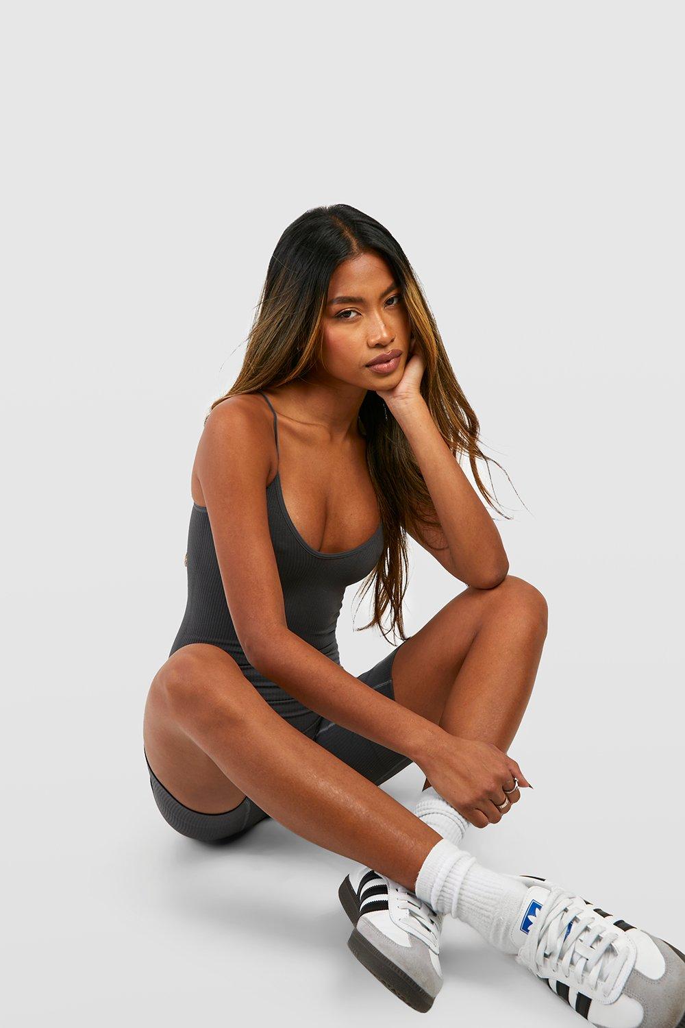 Black Wide Snatched Rib Strappy Bodysuit